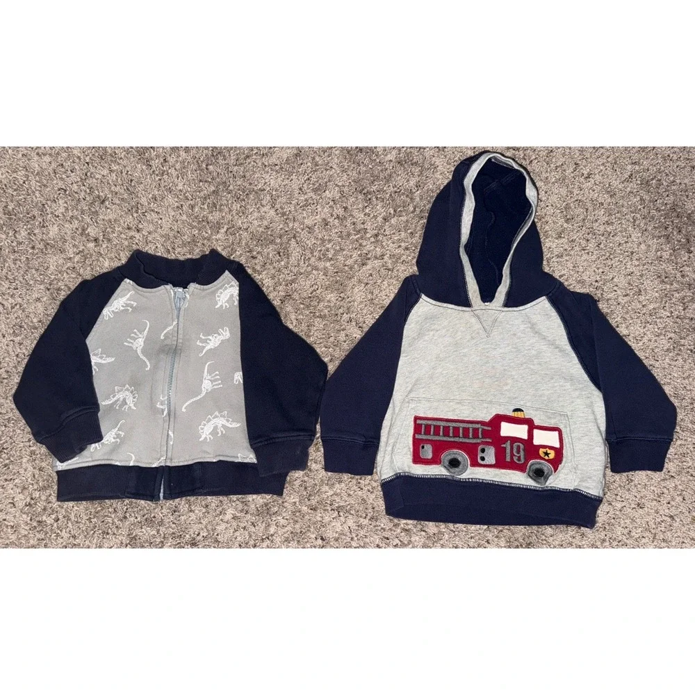 2-2017 Gymboree Baby‎ Sweatshirts Firetruck & Dinosaur Size 12-24 Months